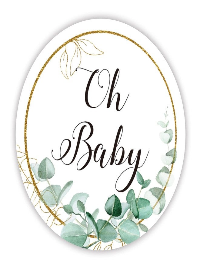 TENTADO 50 Greenery Oh Baby Stickers - Gender Neutral Baby Shower Favors & Thank You Labels (2 Inch) - Image 1